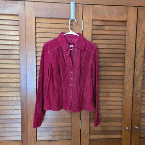 Dressbarn Dark Red Suede Leather Jacket Blazer Size Large